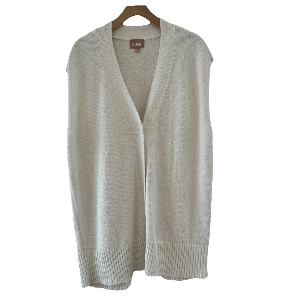 Show Me Your Mumu Steve Sweater Vest Womens Large White Knit V-Neck Button Front